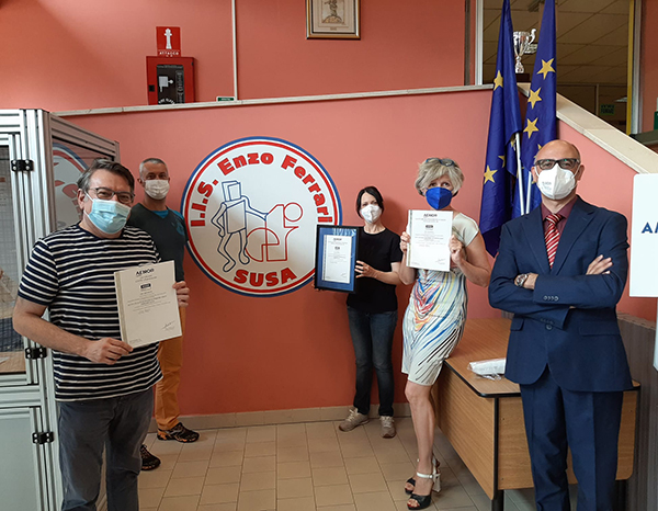 L'Istituto di Istruzione Superiore Enzo Ferrari Susa ottiene il Certificato di Protocollo contro il COVID-19